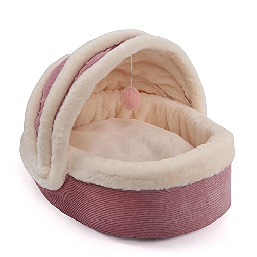 Nido de gato para mascotas Tipo de tiburón de dinosaurio, nido de gato, nido de perro semi cerrado, cómodo para todas las estaciones, cama de gato, lavable casa de mascotas L rosa