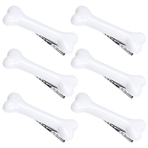Nifocc Pinzas para el pelo de hueso de perro artificial Horquillas para el pelo Herramientas para niños Niñas Señoras - Blanco 6 piezas