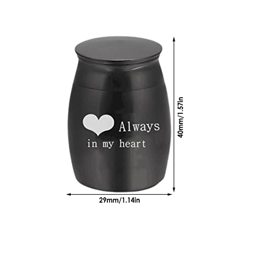 Niktule Pequeña urna de recuerdo para cenizas, tarro para el cabello, mini urnas para cenizas de acero inoxidable, soporte memorial para cenizas, «Te echamos de menos en mi corazón».