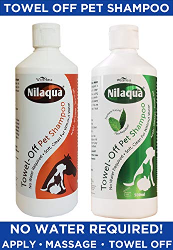 Nilaqua Natural pulgas, garrapatas y repelente de moscas Waterless mascotas Champú, 200 ml