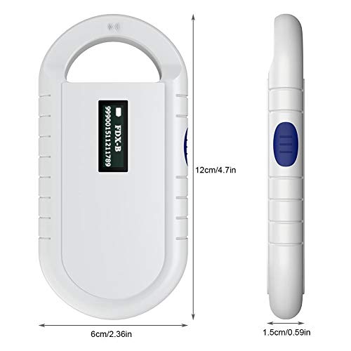 NIMOA Lector de Chip Animal - Lector de Mano Portátil for Mascotas Microchip Explorador Universal Recargable con Lector de RFID