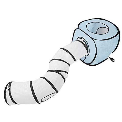Nimomo Túnel de Gato Plegable - Tienda de campaña en Forma de S Túnel de Gato Jugar Juguete Plegable Escondite Plegable para Gatitos Cachorros(Azul)