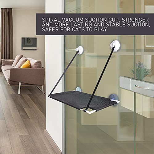 NIQIU Hamaca para Colgar en la Cama para Gatos Asientos para Mascotas montados en la Ventana soleada Malla Transpirable Ventosa para Gatitos Cama para Dormir Estante Colgante para Jugar-Negro, ESPAÑA