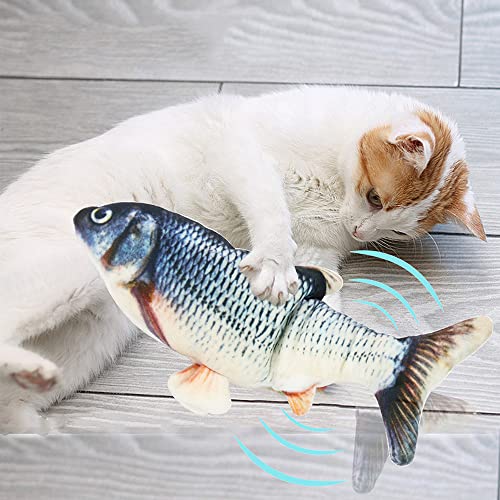 NIUBICLAS Juguetes de pez gatera para gatos, juguete eléctrico para gatos con disquete, carga USB, juguete interactivo lavable para gatos, perfecto para masticar, patadas, gato juguete que se mueve