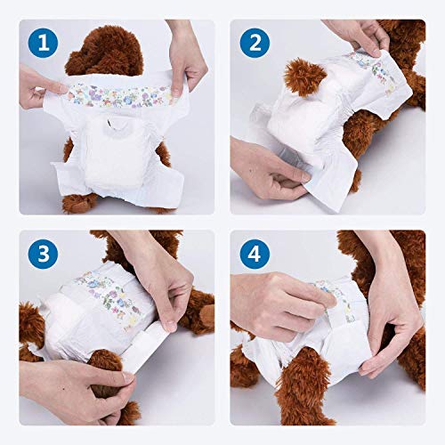 Nobleza 12x Pañales para Perros Desechables Hembra Cachorro Entrenamiento Pañales Súper Absorbente Envolturas para Mascotas Paquete de 12 Cintura 18-30CM ，XS
