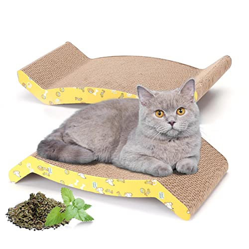 Nobleza 2 Piezas Rascador para Gatos Carton Corrugado, Hierba Gatera Alfombrillas de Cartón Rascador