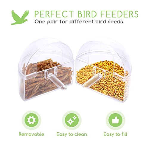 Nobleza - 2 x Comederos para Pájaros, Transparente, A Prueba de Salpicaduras, Adecuado para Pájaros Pequeños como Canarios y Periquitos L7*W3.8*H7cm