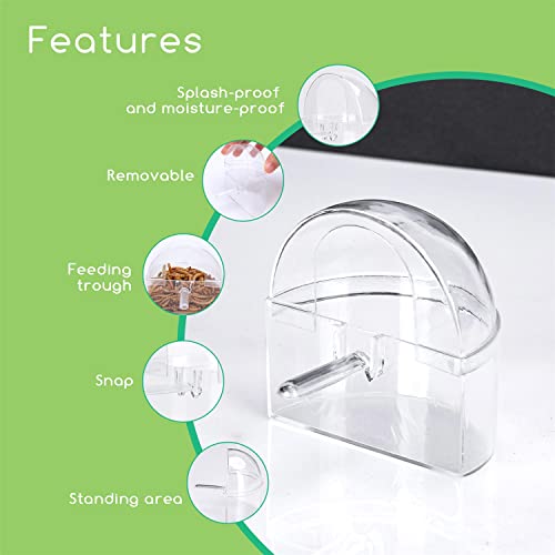 Nobleza - 2 x Comederos para Pájaros, Transparente, A Prueba de Salpicaduras, Adecuado para Pájaros Pequeños como Canarios y Periquitos L7*W3.8*H7cm