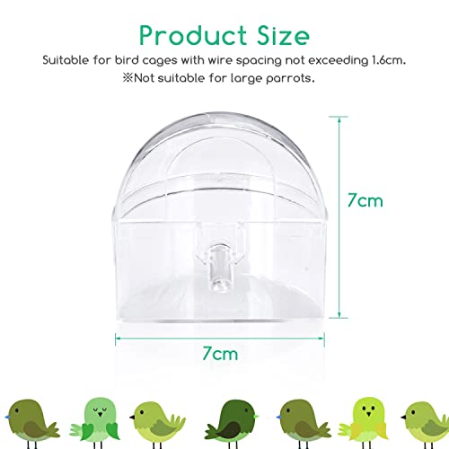 Nobleza - 2 x Comederos para Pájaros, Transparente, A Prueba de Salpicaduras, Adecuado para Pájaros Pequeños como Canarios y Periquitos L7*W3.8*H7cm