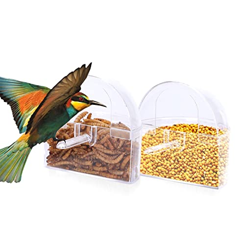 Nobleza - 2 x Comederos para Pájaros, Transparente, A Prueba de Salpicaduras, Adecuado para Pájaros Pequeños como Canarios y Periquitos L7*W3.8*H7cm