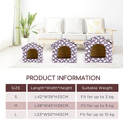 Nobleza - Caseta Perro Interior, Plegable Casa para Gato Perro, con Cojín Extraíble, Cama para Perro Pequeño y Medianos, L53xW50xH43cm (L)