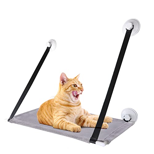 Nobleza Hamaca Ventana de Gato para Todas Las Estaciones,Cama Gato Colgante para Gato con Manta Suave y Cojines de Verano, para Tomar la Siesta y Tomar el Sol, Soportar hasta 20kg