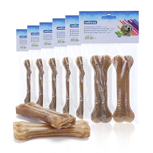 Nobleza - Hueso Prensado para Perros Fortalecedor de Dientes Stick Dental Dog Snack, Hueso de Nudillos de Cuero Crudo, Hueso para morder, 12.5cm,12pcs