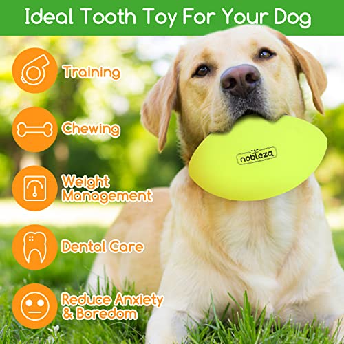 Nobleza Pelota Juguete Perro,Squeaky Rugby para Perros, Pelota de Caucho Natural para Perros，Juguetes con Sonido para Razas Medianas y Grandes,Brillo en la Oscuridad（L14CM*7.5CM,3pcs