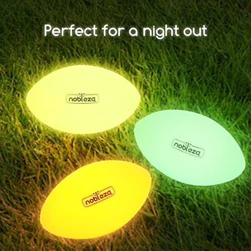 Nobleza Pelota Juguete Perro,Squeaky Rugby para Perros, Pelota de Caucho Natural para Perros，Juguetes con Sonido para Razas Medianas y Grandes,Brillo en la Oscuridad（L14CM*7.5CM,3pcs
