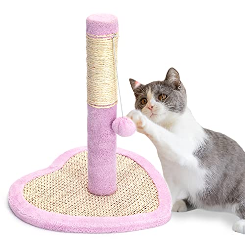 Nobleza Poste Rascador para Gatos de Sisal Natural con Bola,Rascador para Gatos,Arbol para Gatos,L33.5*W33.5*H38CM，Rosado