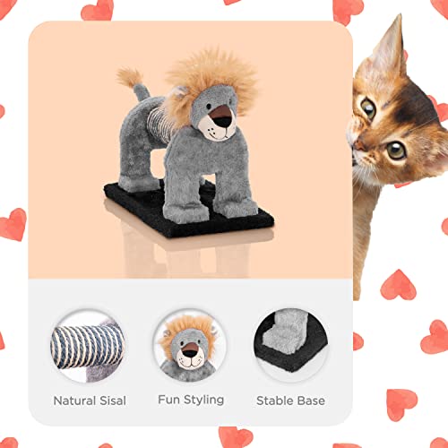 Nobleza – Poste Rascador para Gatos de Sisal，Juguetes de Actividades para Gatos，Forma de león,29 * 18 * 24.5cm,Gris