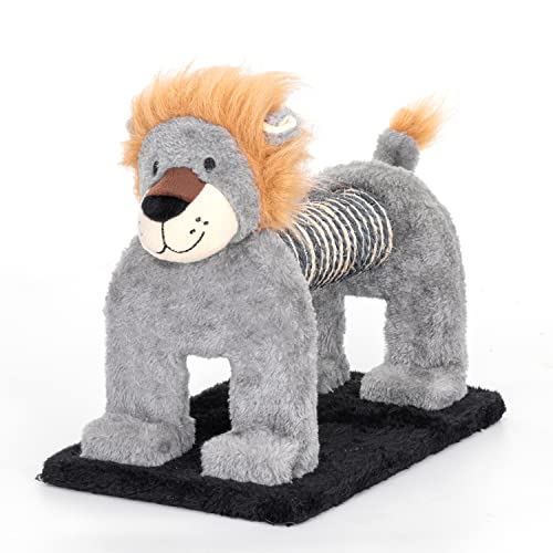 Nobleza – Poste Rascador para Gatos de Sisal，Juguetes de Actividades para Gatos，Forma de león,29 * 18 * 24.5cm,Gris