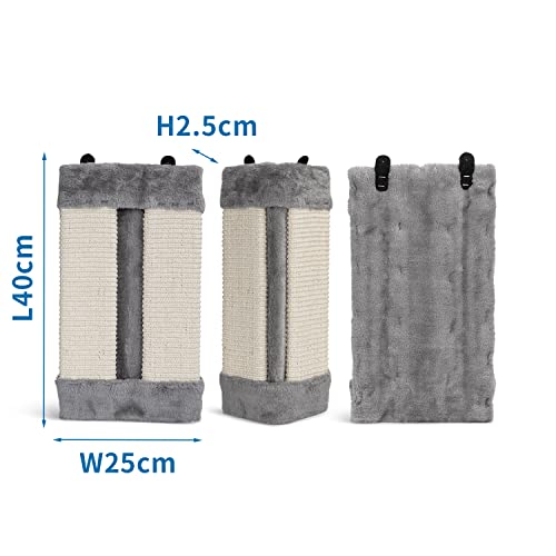 Nobleza – Rascador de Gatos para Esquina de Pared. Afilador de Garras de sisal. Color Gris, L41 * W24 * H2.5CM