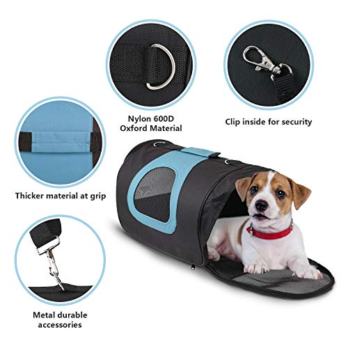 Nobleza -Transportin Gato Perro, Bolsa de Transporte Transpirable para Mascotas, 34 * 21 * 22CM transportador de Mascotas para Perros/Gatos/Avión Mediano (Negro Azul)