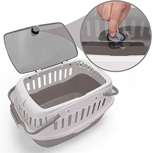 Nobleza - Transportin Gato Perro, Transporte Portátil y Transpirable para Mascotas, Transporte de Plástico para Perros, 52 * 30 * 32.5CM, Gris
