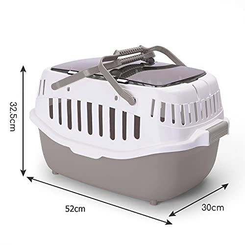 Nobleza - Transportin Gato Perro, Transporte Portátil y Transpirable para Mascotas, Transporte de Plástico para Perros, 52 * 30 * 32.5CM, Gris