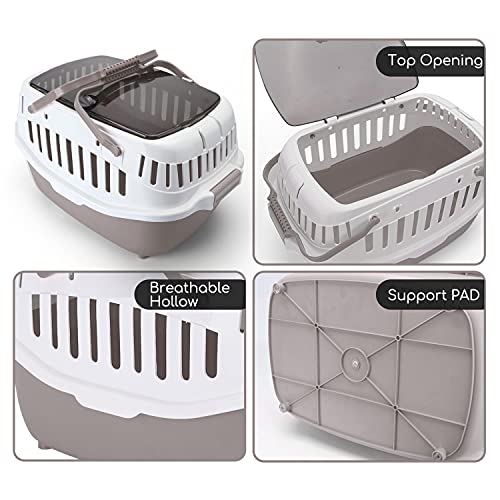 Nobleza - Transportin Gato Perro, Transporte Portátil y Transpirable para Mascotas, Transporte de Plástico para Perros, 52 * 30 * 32.5CM, Gris