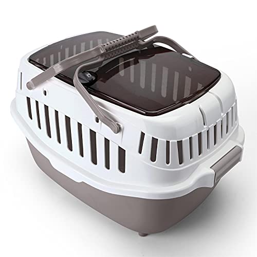 Nobleza - Transportin Gato Perro, Transporte Portátil y Transpirable para Mascotas, Transporte de Plástico para Perros, 52 * 30 * 32.5CM, Gris