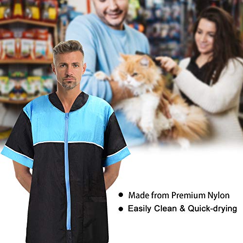 Noverlife Chaqueta de Aseo para Mascotas con Cremallera, tamaño XL, Ligero, Repelente de Pelo, Estilo Camisa, Bata de Peluquero para Perros, Gatos, baño para Mascotas