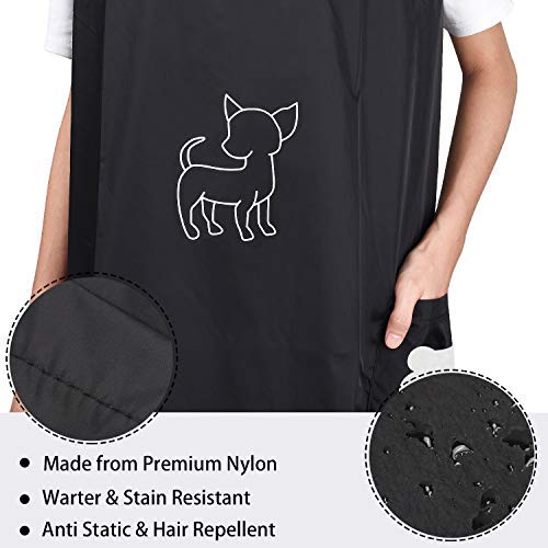 Noverlife Delantal de Aseo para Mascotas Impermeable sin Mangas Bolsillos, Delantal de Aseo antiestático Repelente de Pelo para Perros y Gatos