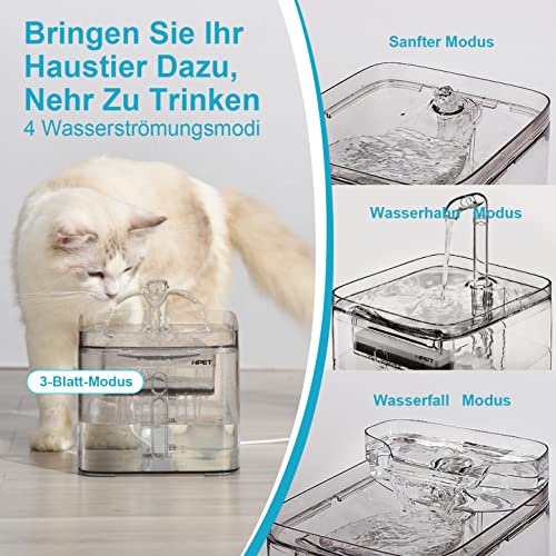 NPET Dispensador de agua automático para gatos y perros con sensor de agua transparente para gatos con filtro de repuesto, eléctrico, extremadamente silencioso 3L WF020TP