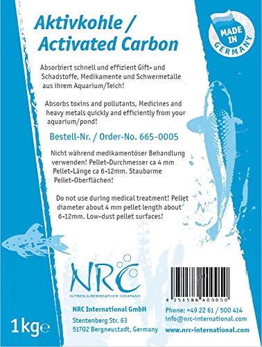 NRC Carbón activo, material de filtro de carbón activado, pellets estanque o acuario