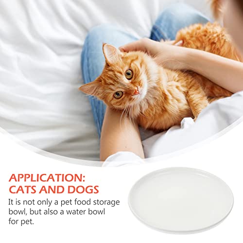 NUOBESTY Tazón de cerámica para mascotas, cuenco de agua para gatos y gatos poco profundos, bigote y fatiga, plato de alimentación para perros, conejos y animales, color blanco