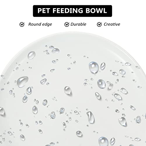 NUOBESTY Tazón de cerámica para mascotas, cuenco de agua para gatos y gatos poco profundos, bigote y fatiga, plato de alimentación para perros, conejos y animales, color blanco