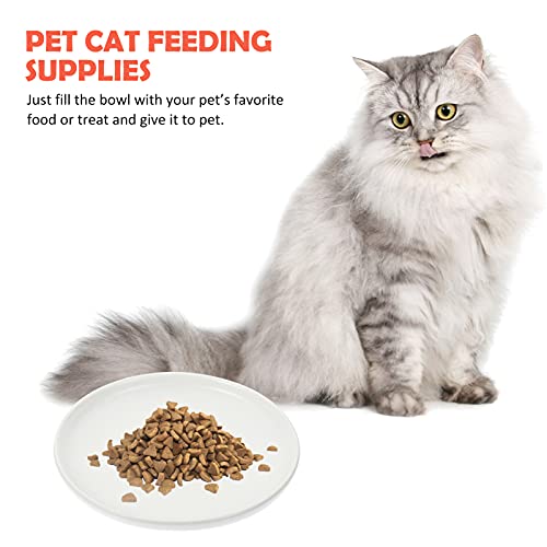 NUOBESTY Tazón de cerámica para mascotas, cuenco de agua para gatos y gatos poco profundos, bigote y fatiga, plato de alimentación para perros, conejos y animales, color blanco