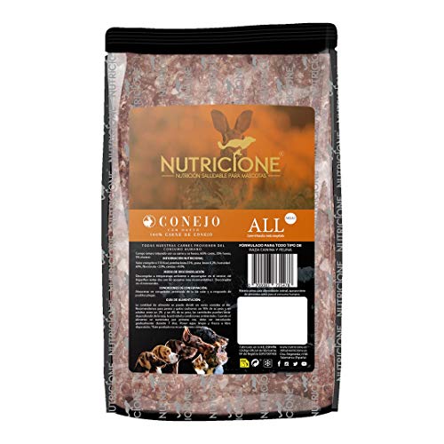 NUTRICIONE Barf Carne de Conejo 9Kg congelada (9 Paquetes de 1Kg)
