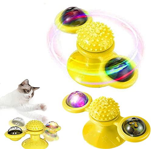 NW GazyShop - Masaje para gatos, juguete giratorio, gato, juguete para gatos, juguete para gatos, juguete para gatos, color amarillo