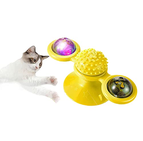 NW GazyShop - Masaje para gatos, juguete giratorio, gato, juguete para gatos, juguete para gatos, juguete para gatos, color amarillo