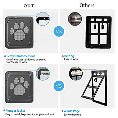 NXL Puerta para Perros Y Gatos Puerta Mosquitera para Mascotas Gatera De Gatos con Cerradura Automática Puerta Magnética con Malla para Perros Pequeños