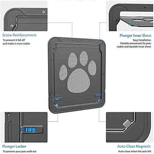 NXL Puerta para Perros Y Gatos Puerta Mosquitera para Mascotas Gatera De Gatos con Cerradura Automática Puerta Magnética con Malla para Perros Pequeños