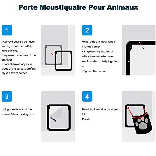 NXL Puerta para Perros Y Gatos Puerta Mosquitera para Mascotas Gatera De Gatos con Cerradura Automática Puerta Magnética con Malla para Perros Pequeños