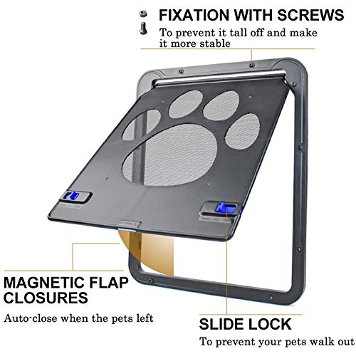 NXL Puerta para Perros Y Gatos Puerta Mosquitera para Mascotas Gatera De Gatos con Cerradura Automática Puerta Magnética con Malla para Perros Pequeños