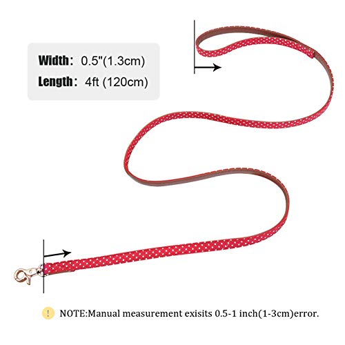 NYKK Pet Leash Pet Mascotas de Cuero Correa Gato Perro Caminando Cuerda de Plomo con Punto Mascota Gatos Collar Correa Correa para pequeños Perros medianos Rojo Negro Correa para Mascotas