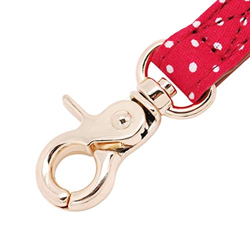 NYKK Pet Leash Pet Mascotas de Cuero Correa Gato Perro Caminando Cuerda de Plomo con Punto Mascota Gatos Collar Correa Correa para pequeños Perros medianos Rojo Negro Correa para Mascotas