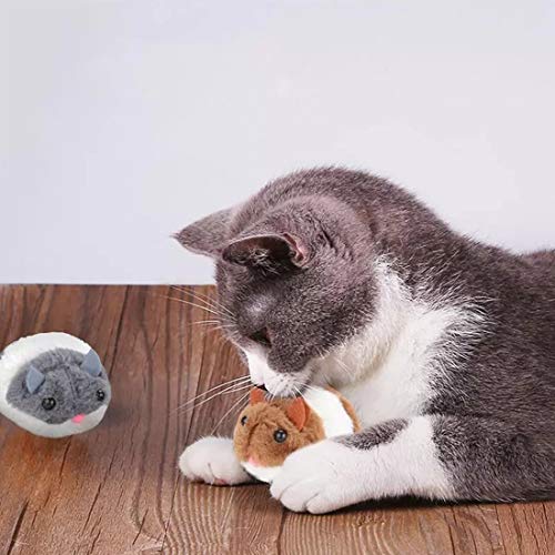 O-Kinee Juguetes para Gato, 2 Piezas Juguetes para Gatos Raton Interactivo, Ratones para Gatos de Peluche, Ratones para Gatos Que Se Mueven, Ratones para Gatos Gris e Marrón