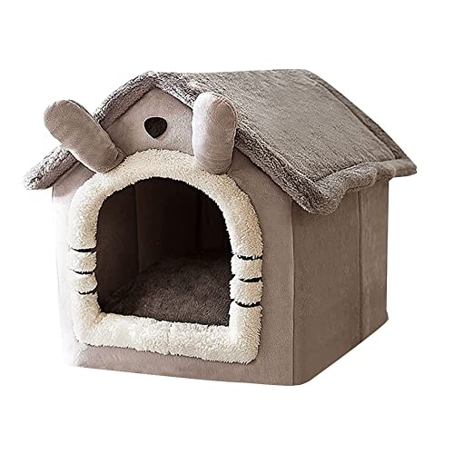 ODOORACT Caseta para perros, pequeña tienda para gatos, cama suave para mascotas, interior cerrada, cálida felpa, cesta con cojín extraíble, suministros para mascotas domésticas (S)