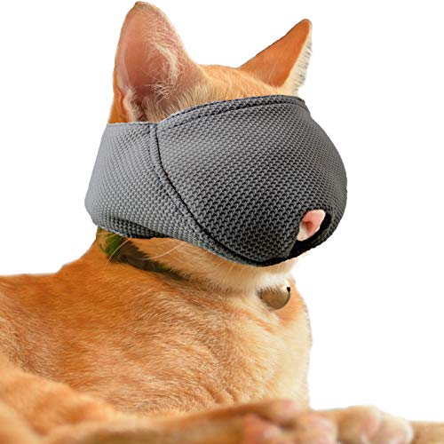 OHCOZZY Bozal para Gatos con Malla para La Ventilación, Mascara Bozal Protectora para Gato para Evitar Mordeduras Al Acicalar（M, Negro