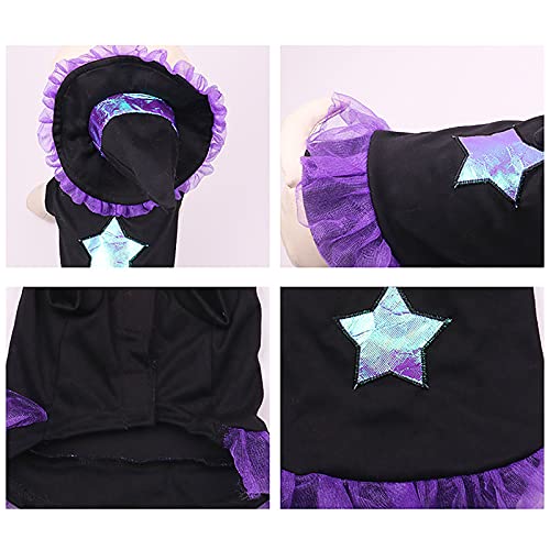 Ohstgp Disfraz de mago para perro – Capa de mago con sombrero para mascota, disfraz de mascota, disfraz de Halloween, disfraz de mago, ropa de cosplay para gatos y perros pequeños