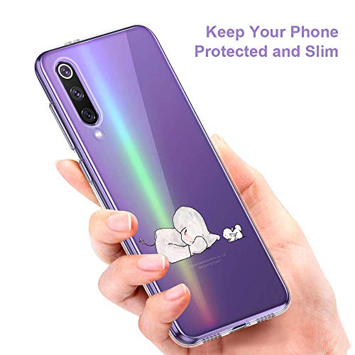 Oihxse Animal Serie Case Compatible con Xiaomi Mi CC9e/Xiaomi Mi A3 Funda Transparente Suave Silicona Elefante Conejo Patrón Protector Carcasa Ultra-Delgado Creativa Anti-Choque Cover (A9)