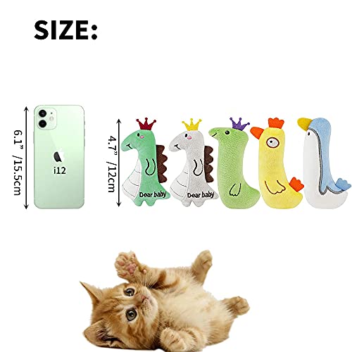 Oncpcare 5 piezas de juguete para gatos y gatos, relleno de hierba gatera, juguetes para masticar resistentes a la mordedura, instintos de caza, juguete para gatos y gatos de interior